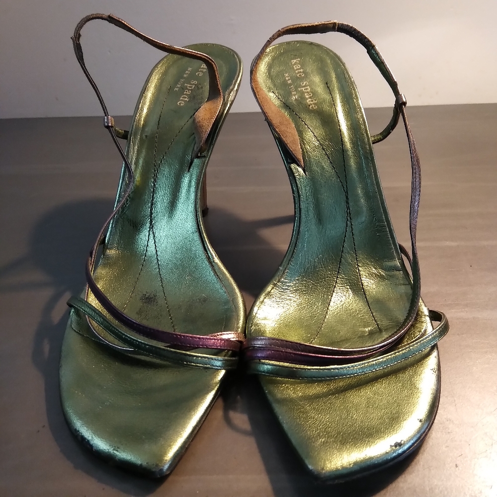 KATE SPADE Lt Green Leather Sandal Ankle Strap 10B
